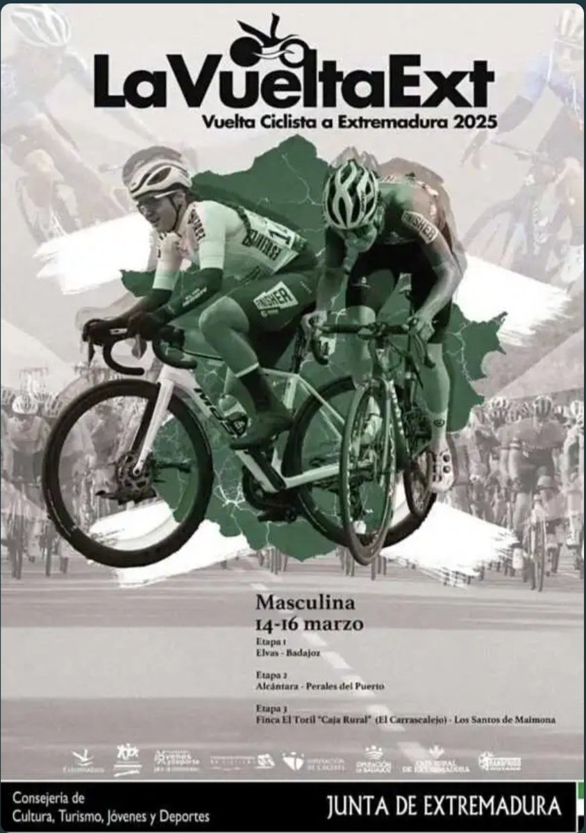 Ya en carrera en #VueltaExtremadura25.
Dorsales del Extremadura Pebetero:
61 Adrián Benito 
62 Juan Sánchez 
63 Adrián Cuadrado 
64 Pablo Antúnez 
65 Pablo Leno 
66 Iker Martín 
67 Alberto Gallego 

A las 14:50 en directo en <a href="/sportpublictv/">@sportpublictv</a> y en Canal Extremadura
#EstamosDeVuelta