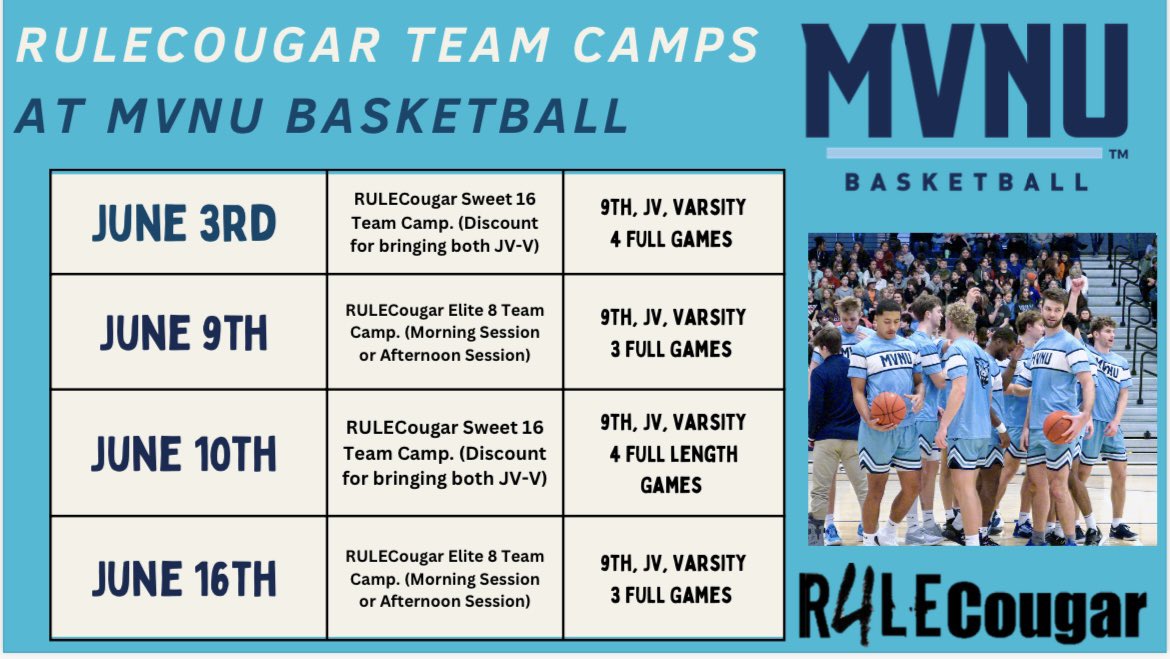 RULECougar summer Team Camps

Reserve your spot soon! 

📧 rulecougarcamps@gmail.com