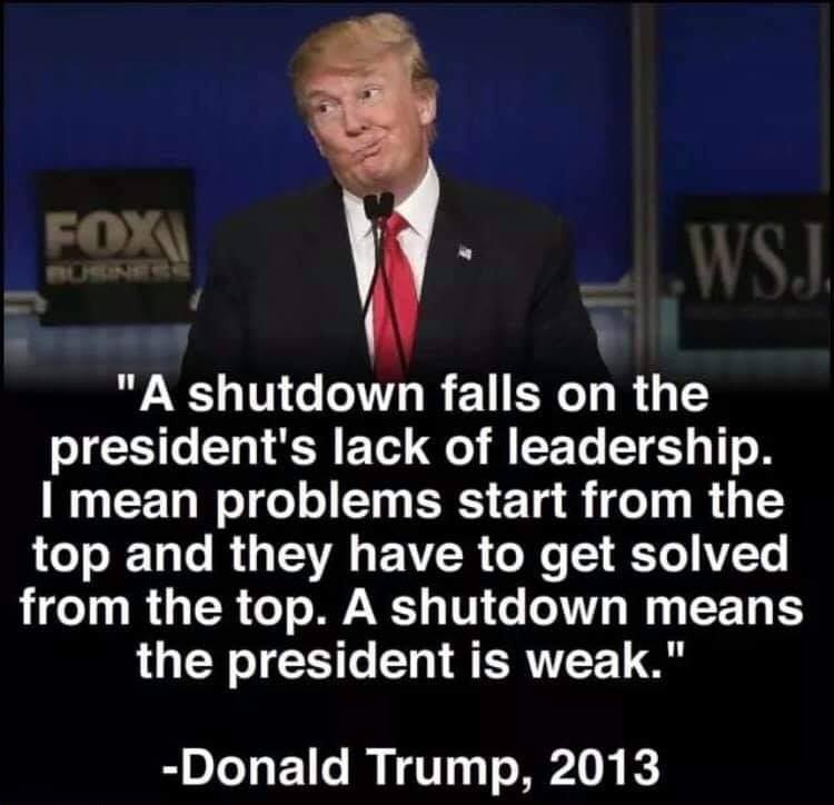 I have never advocated for a government shutdown, until now.

It's time for the Democrats to go scorched earth, just like Republicans do.  No more cooperation or compromise.
SHUT IT DOWN #TrumpisaNationalDisgrace #TrumpIsUnfitForOffice House Democrats #TrumpIsARussianAsset