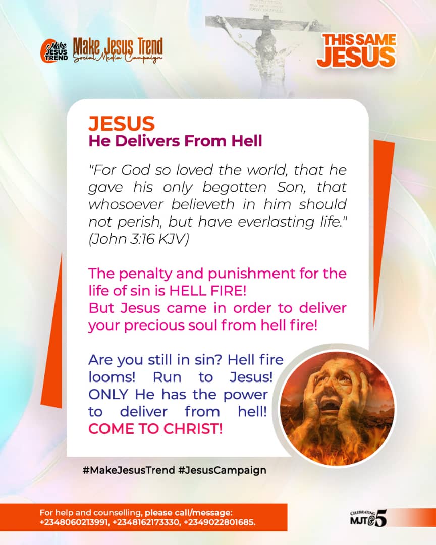 Peter_Ezeibe's tweet photo. JESUS CHRIST SAVES AND DELIVERS FROM HELL; COME TO HIM!

#MakeJesusTrend #JesusCampaign https://t.co/tRLURmyguo