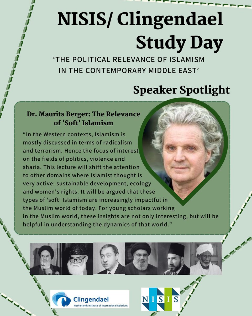 NISIS_School's tweet image. Today we close registration for the NISIS/Clingendael Study Day! To mark the occasion, note Dr. Maurits Berger's presentation on "The Relevance of 'Soft' Islamism" - which is sure to be fascinating.
Register here: nisis.sites.uu.nl/2024/10/29/reg…