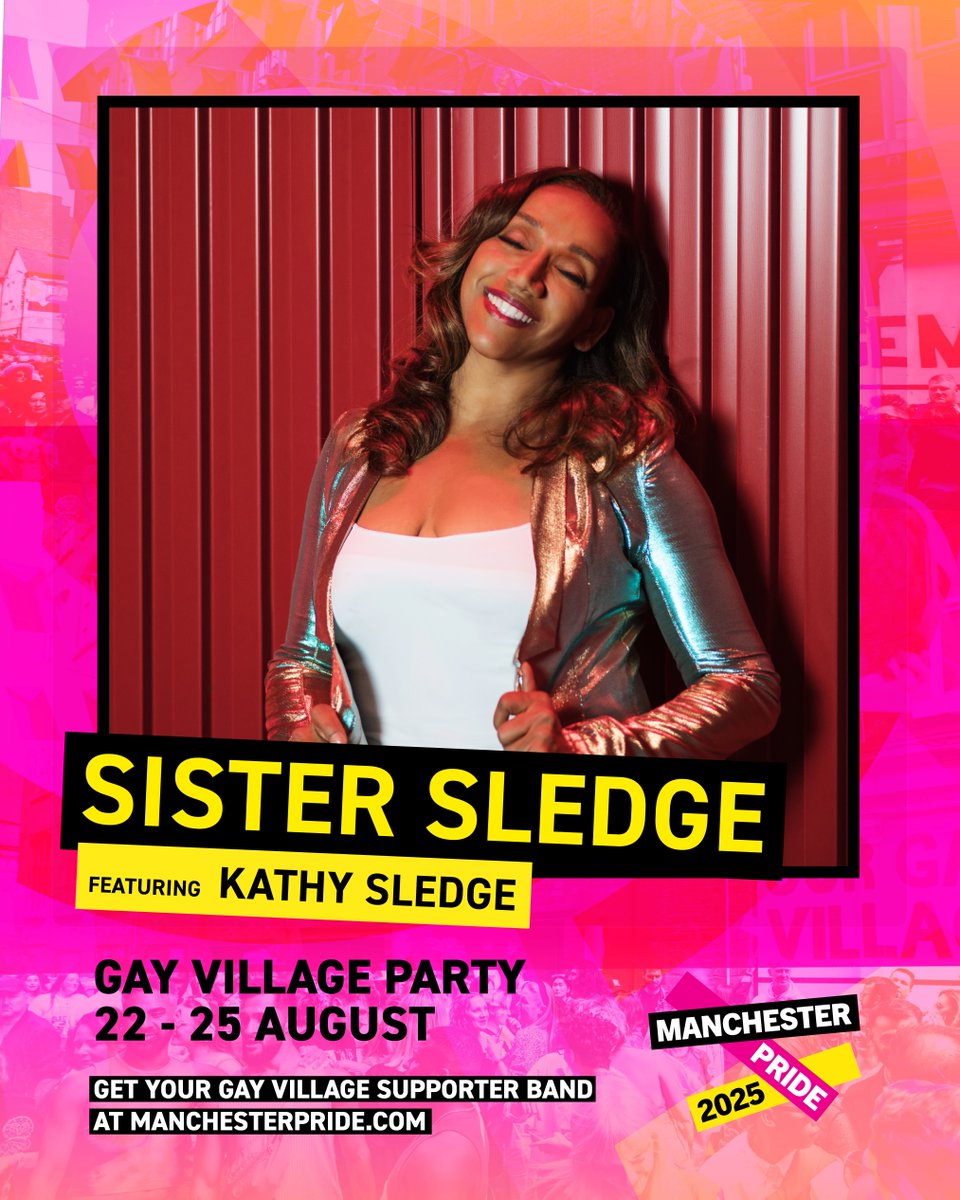 🌈 Gay Village Party performers! 

A stellar lineup of pop and disco legends across TWO incredible stages! Samantha Mumba, B*Witched, Sister Sledge ft. Kathy Sledge are set to SLAY, and we’re SO excited for Diana Vickers &amp; Angie Brown! ✨

Find out more at manchesterpride.com