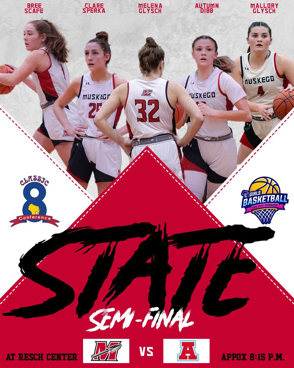 1WARRIOR (@1warriormhs) on Twitter photo STATE!! The Girls Basketball team will be going against Classic 8 rival Arrowhead in the state semi-final tonight around 8:15 at the Resch Center!! Make sure to show your support!!
#mhs #warriornation #wisconsin #Warriorpride #1warrior <a href="/MHSBavlnka/">Andrew Bavlnka</a>
<a href="/MNSDIrvine/">Todd Irvine</a> <a href="/MuskegoNorwaySc/">Muskego-Norway Schools</a> STATE!! The Girls Basketball team will be going against Classic 8 rival Arrowhead in the state semi-final tonight around 8:15 at the Resch Center!! Make sure to show your support!!
#mhs #warriornation #wisconsin #Warriorpride #1warrior <a href="/MHSBavlnka/">Andrew Bavlnka</a>
<a href="/MNSDIrvine/">Todd Irvine</a> <a href="/MuskegoNorwaySc/">Muskego-Norway Schools</a>