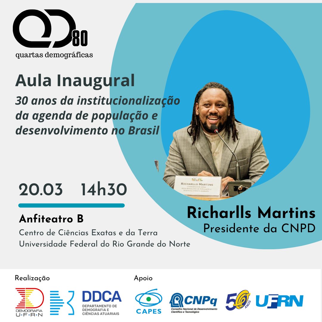 O palestrante discutirá a trajetória do processo de institucionalização da agenda de população e desenvolvimento ao longo das últimas décadas no Brasil, desde a sua criação na década de 1990.
demografiaufrn.net/2025/03/13/qd8…