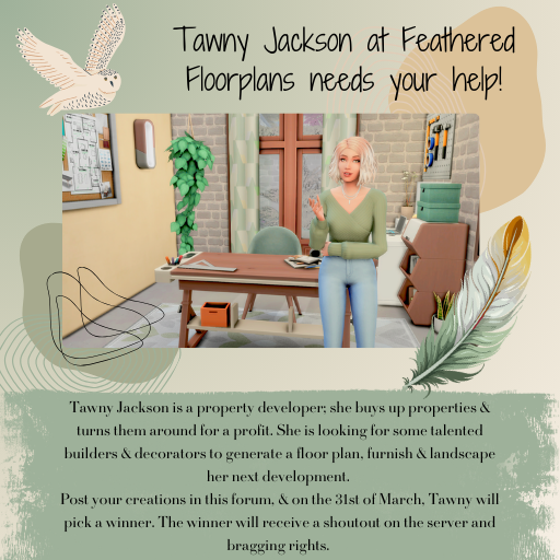 AcathySims's tweet photo. I'm hosting #FeatheredFloorplans over on
@Niscenna 's Discord Server! I'm so excited about this & cannot wait to see what you creative people come up with
The instructions are below, if you have any questions, don't hesitate to ask. #FF01 #NissOwlery #AcathySims #thesims4 #ts4 https://t.co/MAf60WcDVa