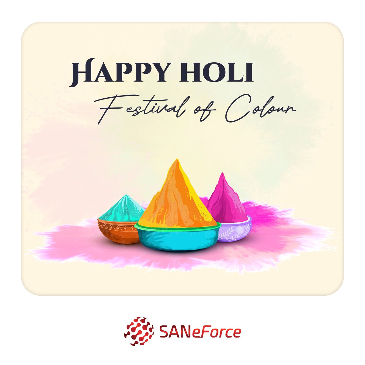 saneforce's tweet photo. Celebrating the spirit of unity and joy this Holi. Wishing you and your loved ones a colorful and safe festival. #Holi2025

#Holi 
#HoliCelebration https://t.co/tDrNIIZS78