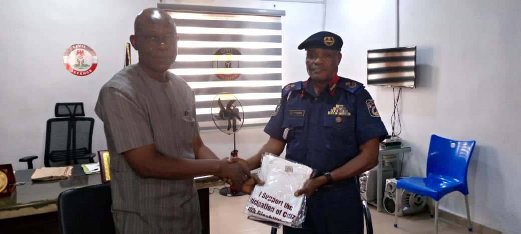 CCDNigeria's tweet photo. On the 13th day of March 2025, the Centre for Citizens with Disabilities paid an advocacy visit to the Nigerian Security and Civil Defence Corps, Abia State Command to advocate for their support on disability-inclusive climate change adaptation and mitigation, particularly in prioritizing the safety of PWDs in situations of risk, disaster, and emergency, which is one of their mandates. The Acting Director, Mr. Godwin Unumeri, read the advocacy notes, which highlighted the research findings, current gaps in NSCDC operations, and recommendations for improved service delivery.

The requests included a partnership to train PWDs on disaster management tips to ensure they are not left behind in climate-change-triggered-disaster management; training of NSCDC officers to ensure they are equipped to assist PWDs effectively during emergencies and disasters; public awareness campaigns and budgetary provisions for disability matters; accessible office structures; and increased cooperation and collaboration with the disability community. Mr. Godwin also presented IEC materials to Deputy Commandant Anthony A. Damisa, who represented the State Commandant.

In his response, the Deputy Commandant, A. A. Damisa, committed that the Command will fulfill all the requests put forward by the organization. Responses from other officers followed, and Mrs. Florence Austin gave the closing remarks.

The project is supported by @DisabRightsFund 

@BONewsService 
@InclusiveNews1 
@qualitative_the 
@GuardianNigeria @MobilePunch  @environewsng