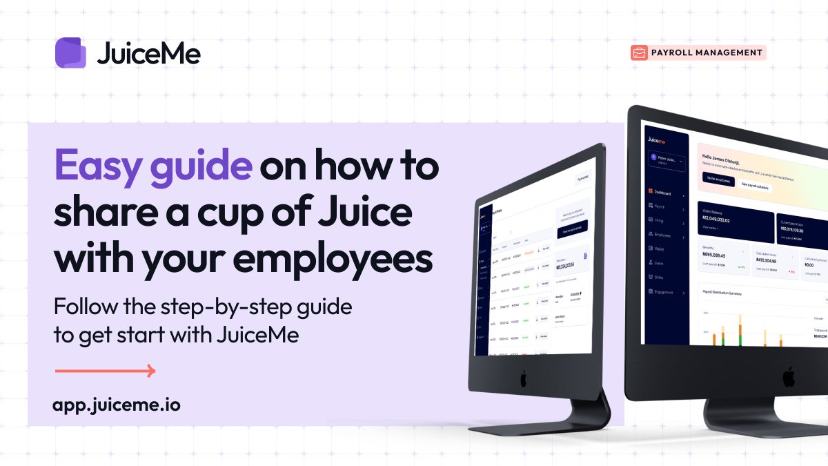 usejuiceme's tweet photo. Payroll stress? Not on our watch! ππΈ
With JuiceMe, you can onboard employees, process salaries, and send payslips straight to WhatsApp, among other benefits.
Follow the step-by-step guide and get started with Juiceme today.
#usejuiceme #JuiceMe #PayrollMadeEasy #HRTech https://t.co/w6Nu9aBrHi