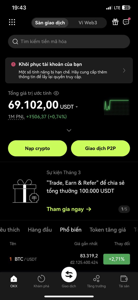 Mình đang bị OKX khoá 69k$ ko có lý do, mong mọi người chia sẻ giúp mình
