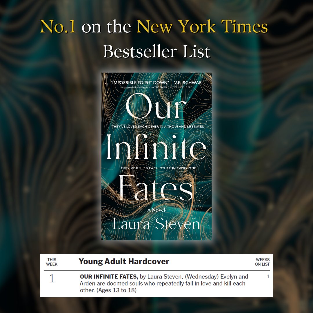 The celebration continues as we proudly share that #OurInfiniteFates is a No.1 New York Times bestseller!!! 🎉🎉🎉 

A massive CONGRATULATIONS to #LauraSteven on another astonishing achievement 🌟❤️