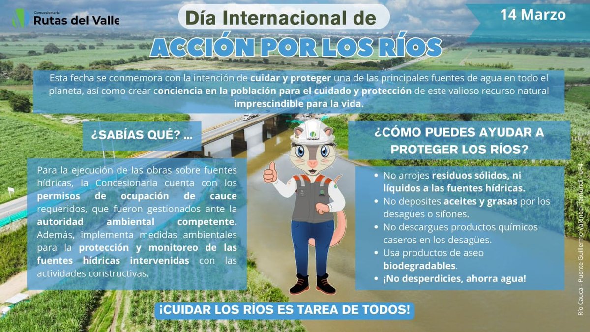 RutasDelValle's tweet photo. #EnRÚTAteconlaMalla #AprendamosJuntos 

#SabíasQué el #14marzo conmemora el #DiaInternacionalAccionPorLosRios con la intención de cuidar y protegerlos. Aquí te decimos cómo.

¡Súmate a éstas buenas prácticas! https://t.co/IakkRmEuc0