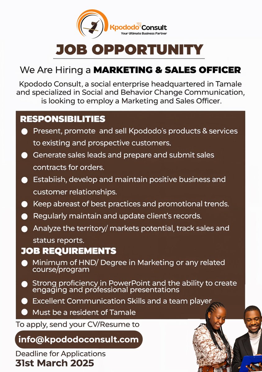 KpododoC's tweet photo. We're hiring!
#Jobopportunity #jobsinghana #JoinUs https://t.co/TwmdPqMr3x