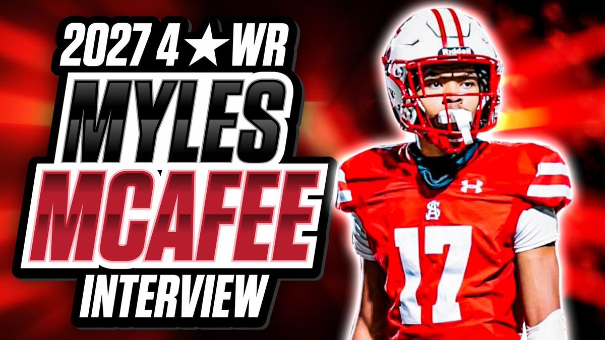 ChalupaBatmaan's tweet photo. 🚨🚨 NEW VIDEO 🚨🚨

Interview with 2027 4⭐️WR Myles McAfee  

LINK ➡️ https://t.co/pV29MJP2Kt

We watched his film and talked about his incredible state championship victory, the pivotal moment he received his first D1 offer from Maryland (and the strong bond he's built since), and the invaluable mentorship he's getting from NFL legend Torrey Smith. Plus, we dive into his impressive offer sheet, covering his visits and relationships with Ohio State, Miami (and Coach Kevin Beard), Penn State, and Indiana. Discover how he conquers double teams, his film study habits & more!! #TBIA #Recruiting #GoCanes #WeAre #GoBucks #IUFB #GoTerps #TheU #OSU