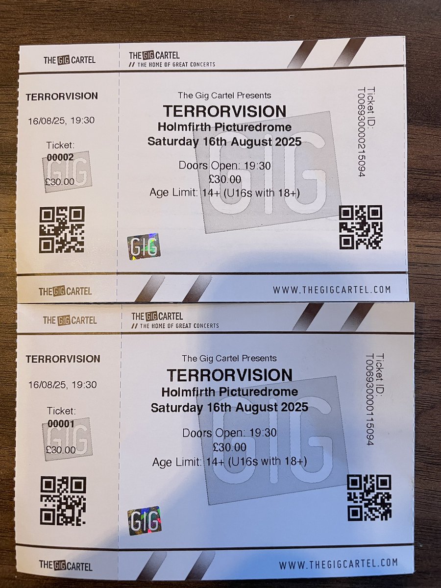 matbarron42's tweet image. I’m not saying I’m a bit keen @terrorvision but I have tickets numbers 1&2 for holmfirth picturedrome , cannot wait lads!