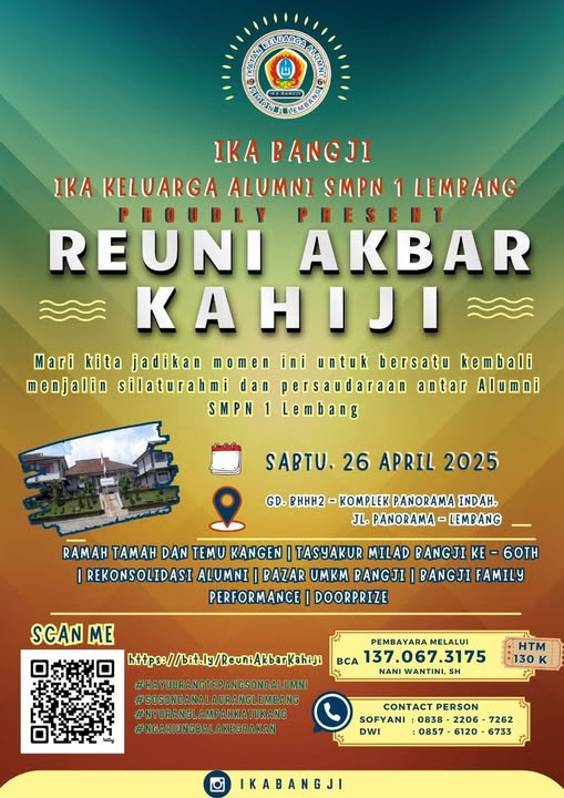 SWARAMUDA FM (@swaramudabdg) on Twitter photo Info Khusus Alumni SMPN 1 Lembang
Akang / Teteh sadayana
Bagi yg membutuhkan info #REUNIAKBAR #Bangji
(SMPN 1 Lembang Seluruh Angkatan), Sabtu 26 April 2025
Bisa datang ke Sekretariat Panitia
Jl. Raya Lembang No. 390 Lembang
( Depan Pom Bensin Lembang )
Cc:<a href="/jalankarmel114/">Basrul Hutabarat</a> Info Khusus Alumni SMPN 1 Lembang
Akang / Teteh sadayana
Bagi yg membutuhkan info #REUNIAKBAR #Bangji
(SMPN 1 Lembang Seluruh Angkatan), Sabtu 26 April 2025
Bisa datang ke Sekretariat Panitia
Jl. Raya Lembang No. 390 Lembang
( Depan Pom Bensin Lembang )
Cc:<a href="/jalankarmel114/">Basrul Hutabarat</a>