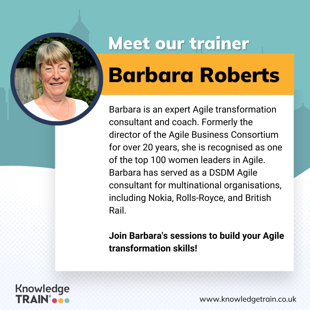 KnowledgeTrain's tweet image. Struggling with Agile transformations? Let Barbara guide you! 

With her expert insights, you&apos;ll master the art of Agile in no time. 

Join her sessions and transform your approach! 

#KnowledgeTrain #AgileSolutions