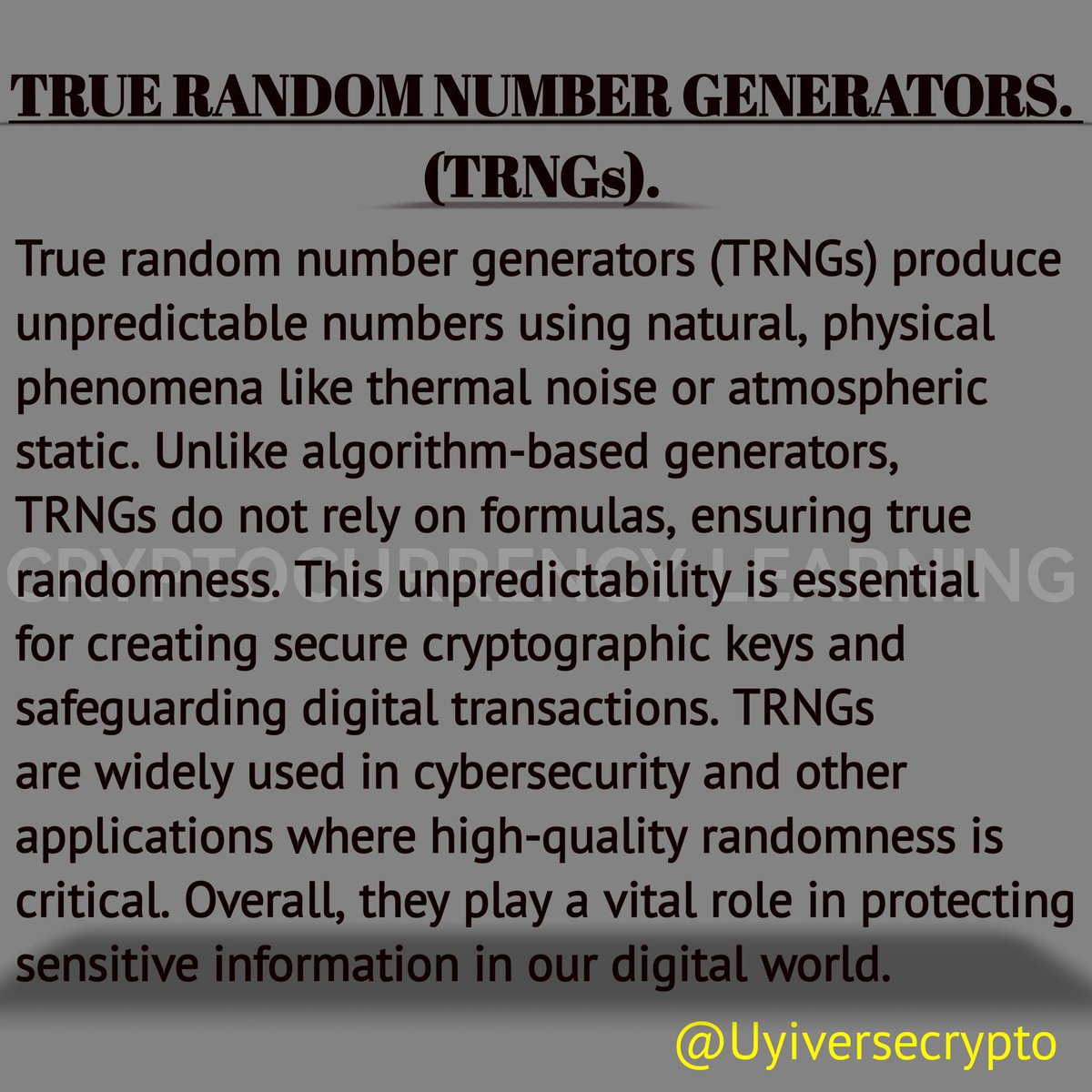 Uyiversecrypto's tweet image. #CRYPTO #CryptoCommunity #RandomNumberGenerator #CryptoSecurity #CryptoScam