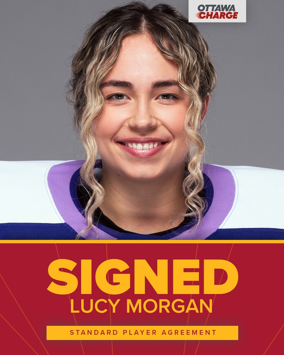 PWHL_Ottawa's tweet photo. Welcome to the Capital City, Lucy Morgan! After spending time with the Minnesota Frost, Morgan has signed a Standard Player Agreement with the Charge.

In a corresponding move, Emerance Maschmeyer has been placed on LTIR.
🔗 https://t.co/1xGppJCdRX https://t.co/YjMGqzWUnL