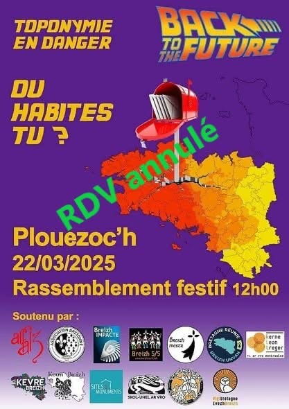 ⚠️ANNULATION

Rassemblement pour la défense de la toponymie bretonne

Ayant été informés que des personnes hostiles à cette action seraient présentes afin de fomenter des troubles,les organisateurs ont décidé d'annuler cet événement.

<a href="/bretagnereunie/">Bretagne Réunie 💯</a> défend la toponymie bretonne