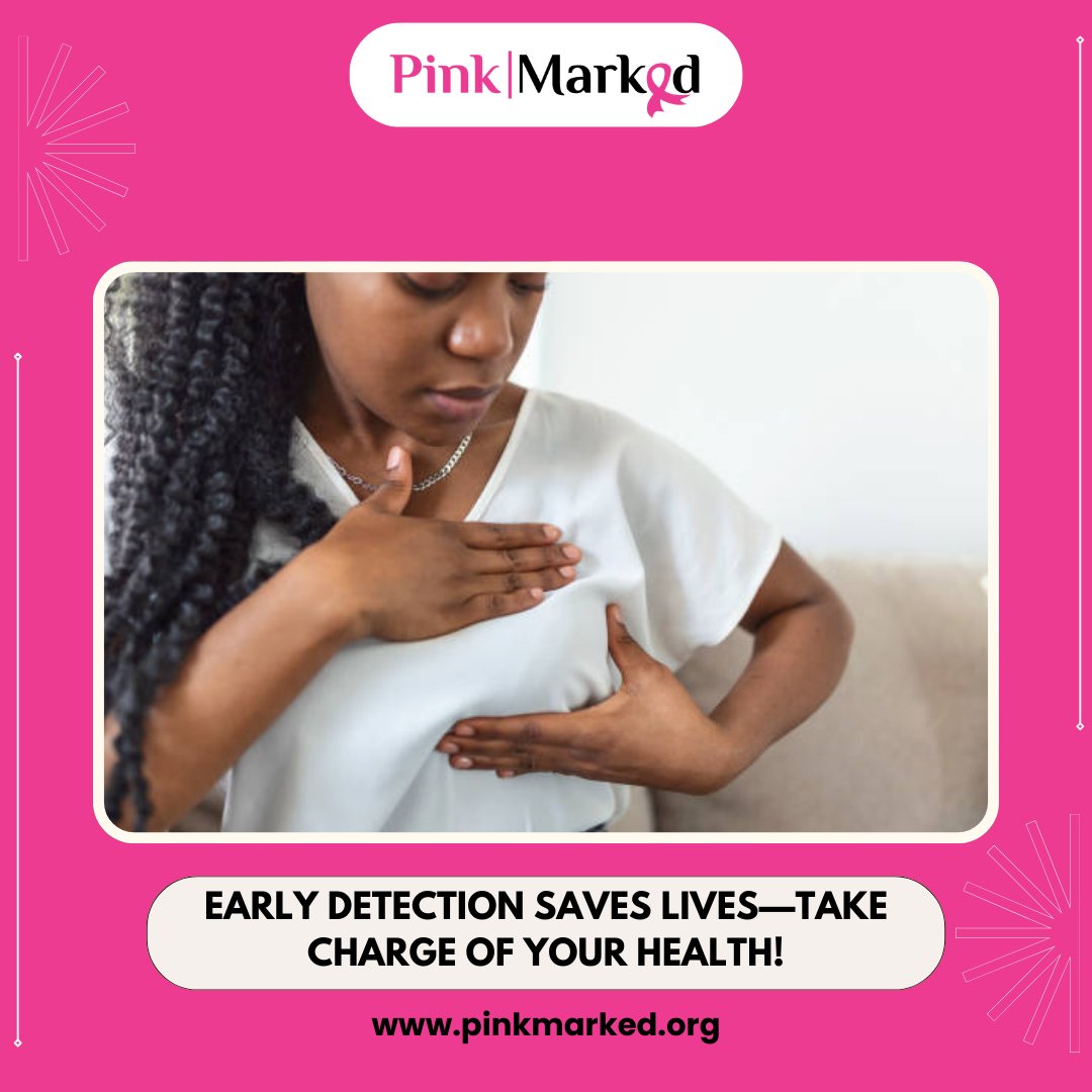PinkMarked's tweet photo. Breast cancer is a tough battle, but early detection can be life-saving. Regular screenings and self-exams make all the difference. 
Schedule your breast cancer screening today.

#pinkmarked
#EarlyDetectionMatters #BreastCancerAwareness #CheckYourself #BookYourMammogram https://t.co/JR0BrsFP4r