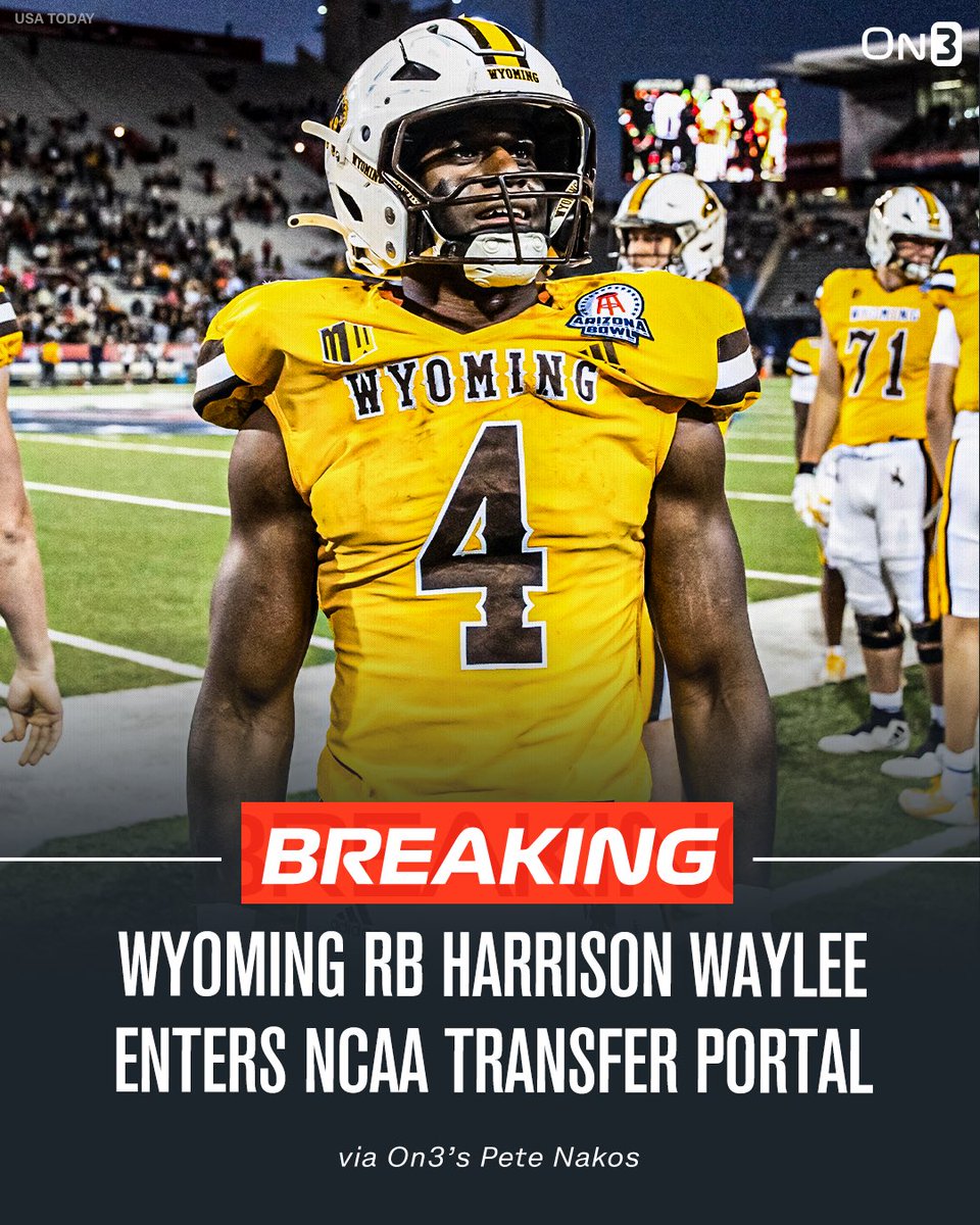 Transfer Portal (@transferportal_) on Twitter photo NEWS: Wyoming RB Harrison Waylee has entered the NCAA Transfer Portal, <a href="/PeteNakos_/">Pete Nakos</a> reports.
Waylee has rushed for over 3,000 career yards.
on3.com/transfer-porta… NEWS: Wyoming RB Harrison Waylee has entered the NCAA Transfer Portal, <a href="/PeteNakos_/">Pete Nakos</a> reports.
Waylee has rushed for over 3,000 career yards.
on3.com/transfer-porta…