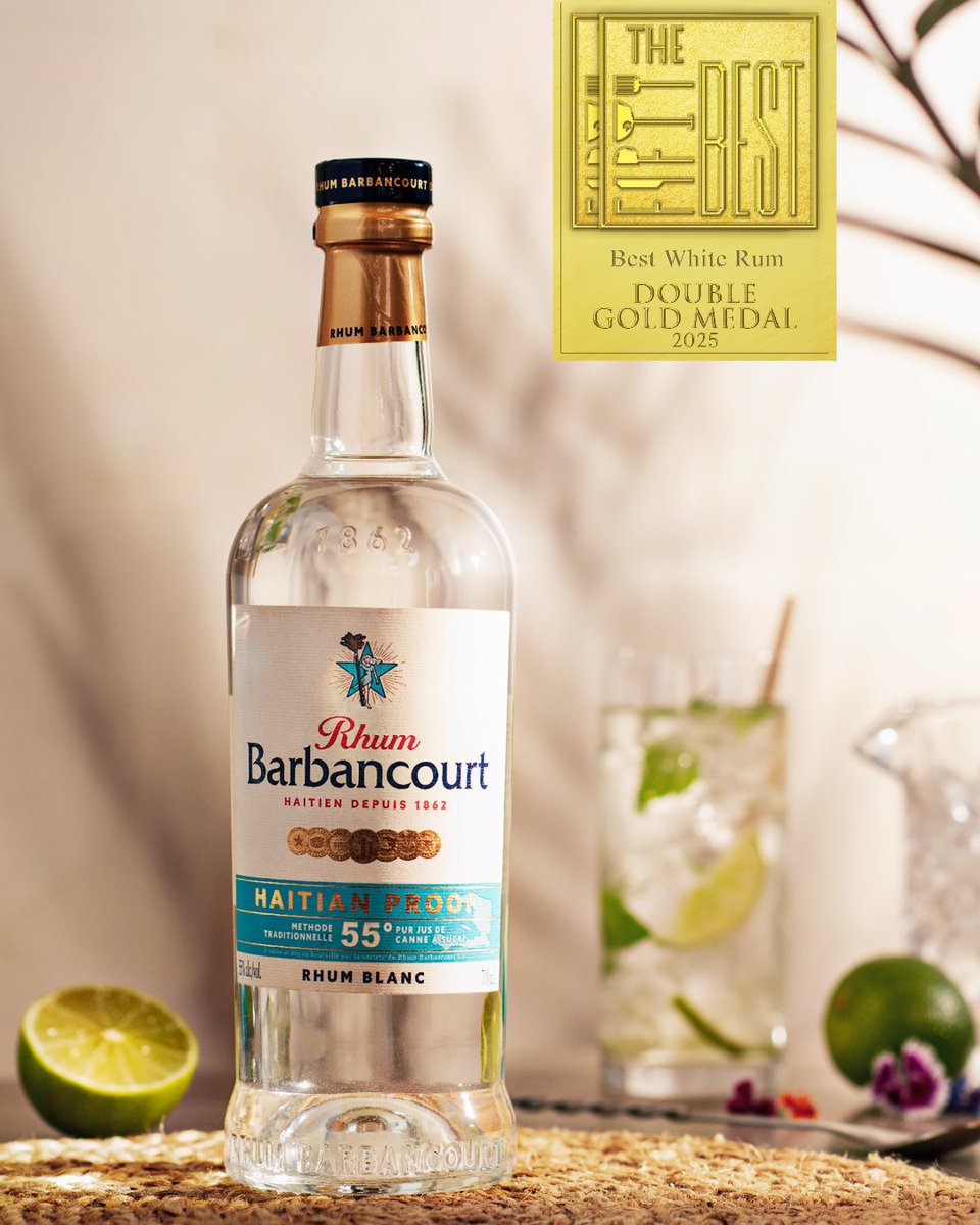 barbancourtHT's tweet photo. Double médaille d’or pour le Rhum Barbancourt blanc Haitian Proof 🏅🏅selon le dernier classement du site américain The Fifty Best, un guide phare pour les spiritueux de qualité. 
🇭🇹
@TheFiftyBest https://t.co/7Z46y8aJFS