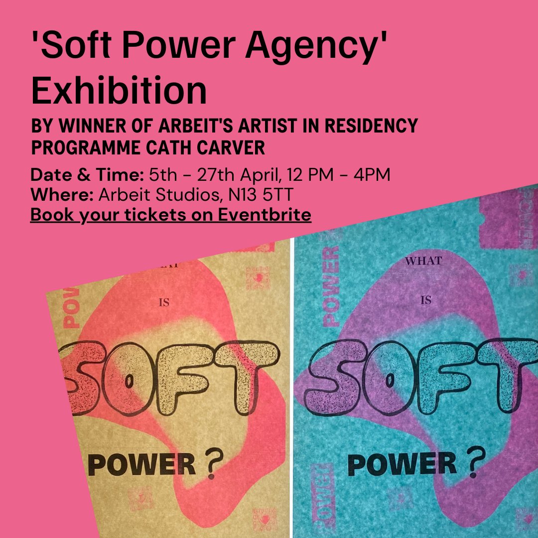 Join us for Cath Carver's Soft Power Agency Exhibition! ⚡

This exhibition explores narratives of power and activation, focusing on soft power and how it can empower individuals and communities.

Book your free ticket on Eventbrite: bit.ly/4hu7TIF or link in bio!