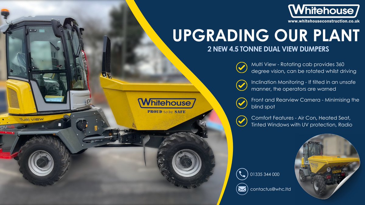 We have invested in 2 brand new 4.5T dual view Dumpers!

We're always seeking to improve our operators' comfort, as well as modernising our plant &amp; keeping up with safety standards. We are proud to invest to help our site teams deliver the best schemes in the safest way.