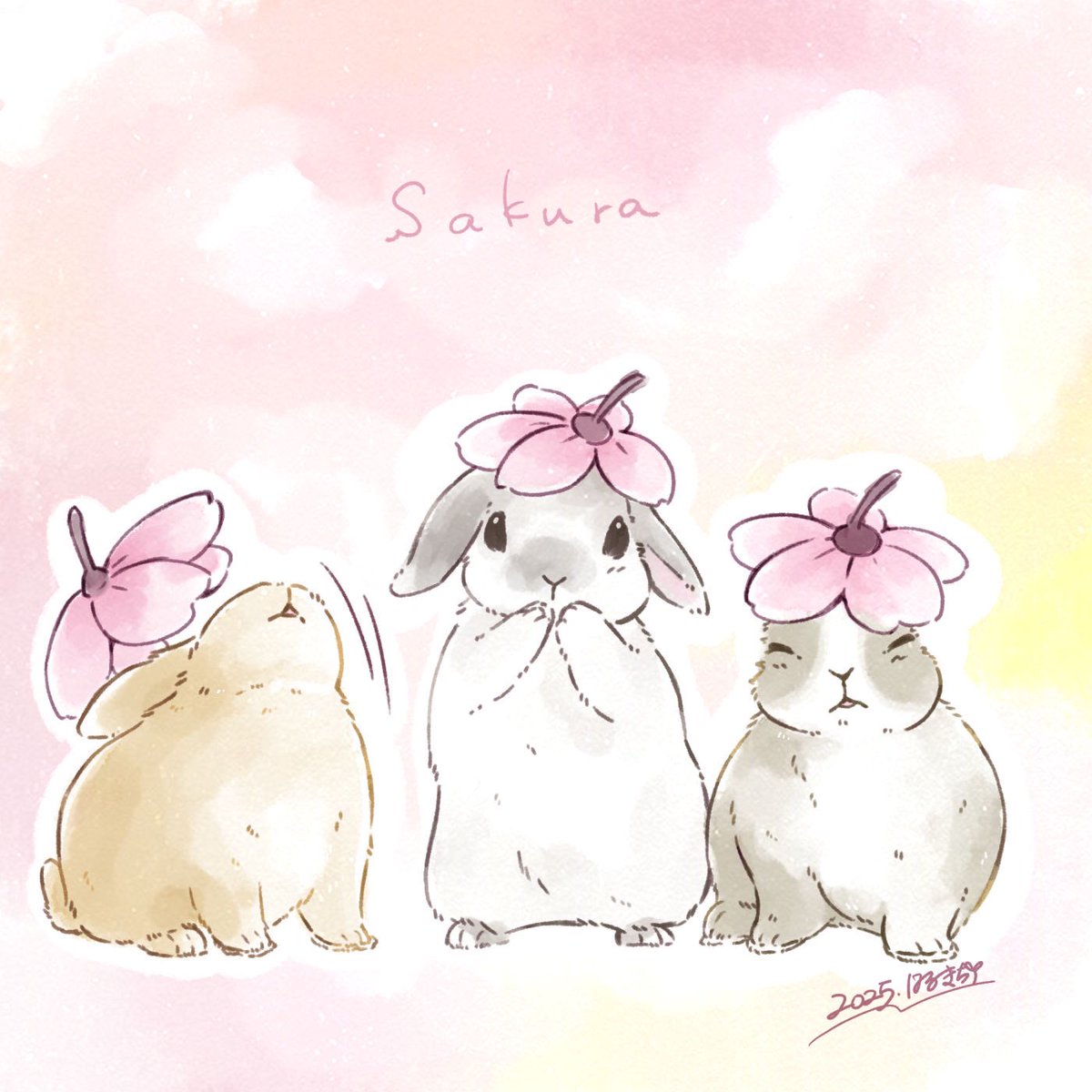 harukun425's tweet photo. いよいよ桜の季節ですねぇ🐰🌸

今日はイラスト描けて良かった！！

#毎日うさぎイラスト 197日目 https://t.co/VF9AvvTnOy