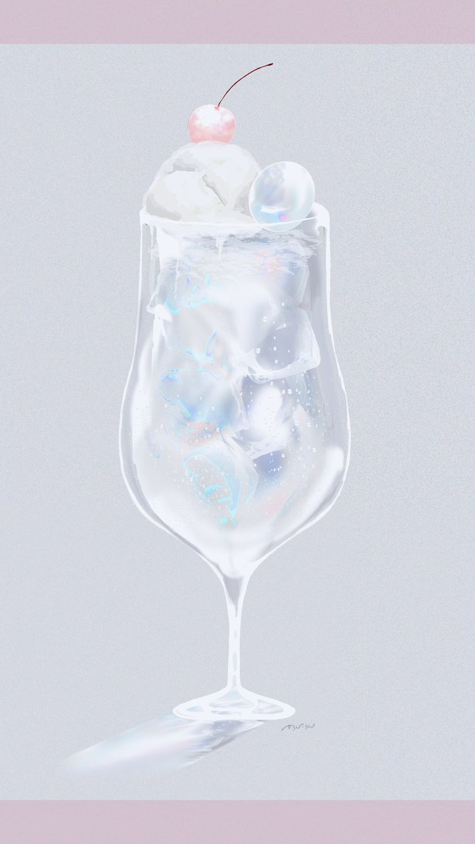 「ホワイトデーなので、過去絵のオパールのクリームソーダをどうぞ、みなさま、ヨき夜を」|からんころんのイラスト