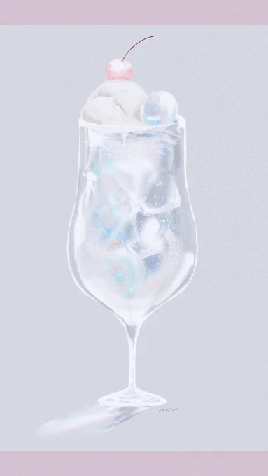 ホワイトデーなので、過去絵のオパールのクリームソーダをどうぞ、みなさま、ヨき夜を…… 