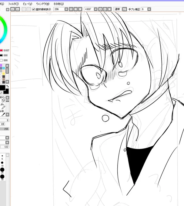 昨日から可哀想な顔しか描いてない罪悪感 
