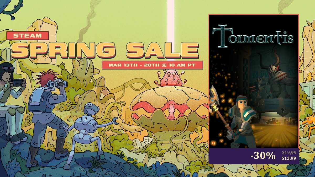 TormentisGame's tweet photo. Steam Spring Sale is here๐ฅ๐ชป
๐ Get Tormentis 30% OFF on Steam๐
Crossplay on Steam, Android and iOS and join hundreds of players, build your own challenging dungeon and defeat your opponents โ๏ธ
#Steam #SteamSpringSale #Multiplayer #ARPG #DungeonBuilder https://t.co/C9rQTqVtRr