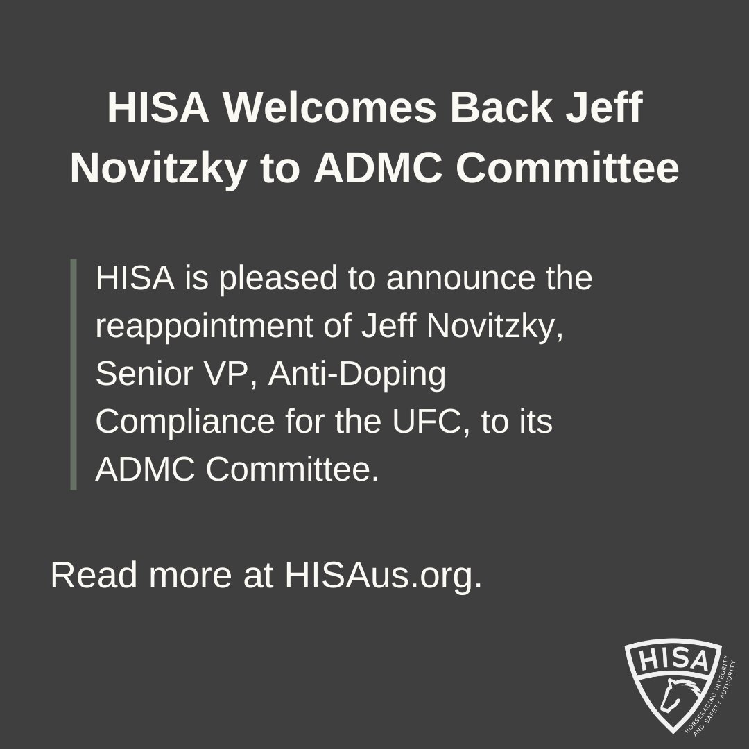 With his expertise in anti-doping enforcement, <a href="/ufc/">UFC</a>’s <a href="/JeffNovitzkyUFC/">Jeff Novitzky</a> will play a key role in strengthening integrity &amp; fair competition in horse racing as a returning member of our ADMC Standing Committee.

Read more: hisaus.org/news/hisa-welc…

#AntiDoping #CleanSport