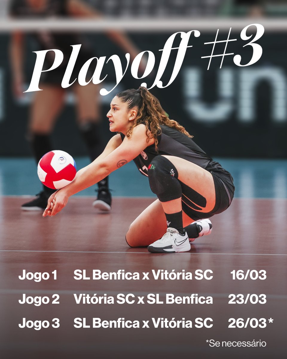 VitoriaSC1922's tweet photo. 🏐 SL Benfica é o próximo adversário das #Conquistadoras

🗓 O primeiro jogo do Playoff #3 está agendado para domingo, 16 de março, pelas 17 horas, no Pavilhão N.º 2 do Estádio da Luz

#EspíritoDeVitória • #ModalidadesVSC https://t.co/uOG4Ofwq8T