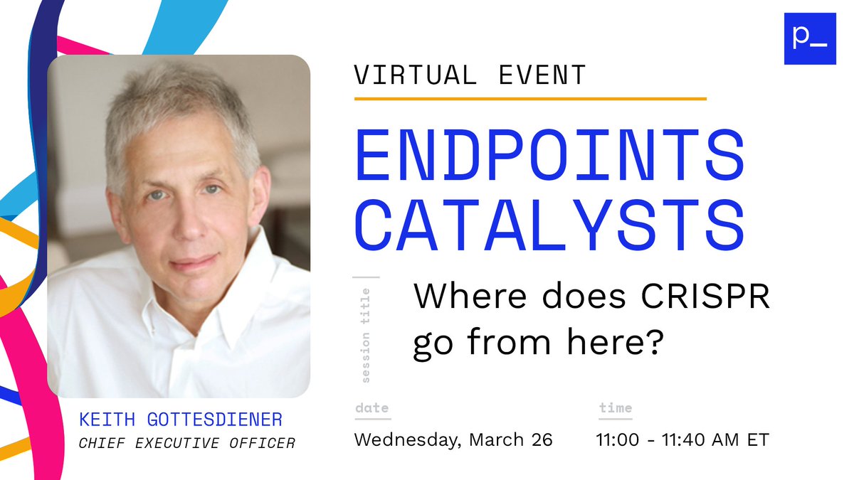 As various forms of therapies continue to evolve with research, some may ask, where does #CRISPR go from here? CEO Keith Gottesdiener looks forward to addressing this during @Endpts' Catalysts event alongside other industry experts. Register for the free, virtual event here.