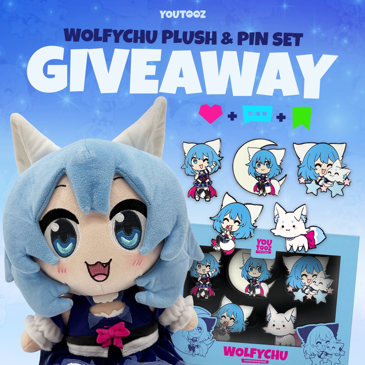 wolfychuuu's tweet photo. 🩷 GIVEAWAY TIME! 🩷
Leave a comment, retweet and follow @youtooz for a chance to win a limited edition Wolfychu plushie and pin set releasing on March 21st! ✨💕 https://t.co/jCSjHWj2Gf