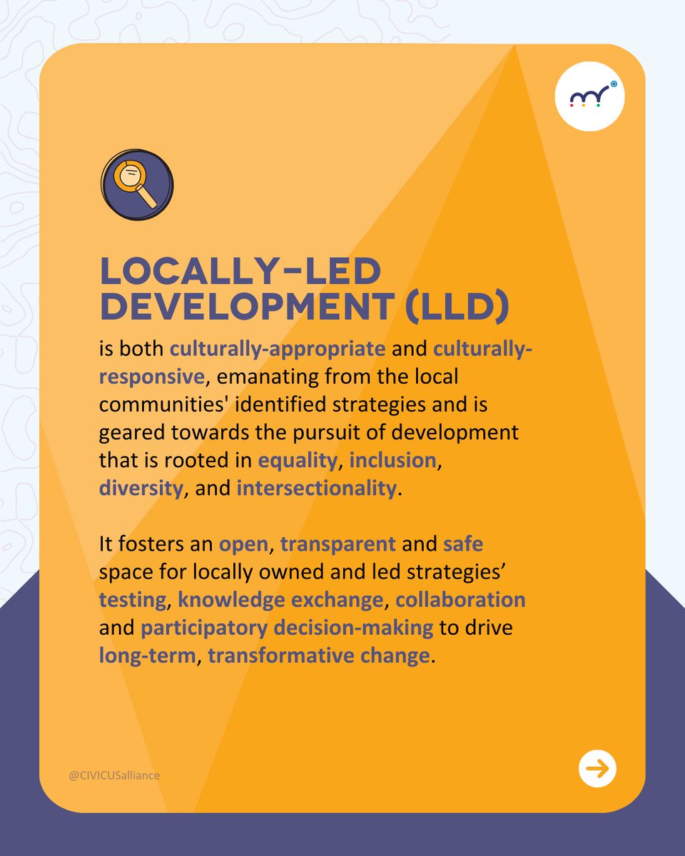CIVICUSalliance's tweet image. 🌱 A unified terminology allows for more cohesive policy approaches &amp;amp; inconsistent donor commitments!

✊🏽 Our #LocalLeadershipLabs community came up with a definition for #LocallyLedDevelopment.

Does it resonate with you? What would you change or add? 🔗web.civicus.org/LLL