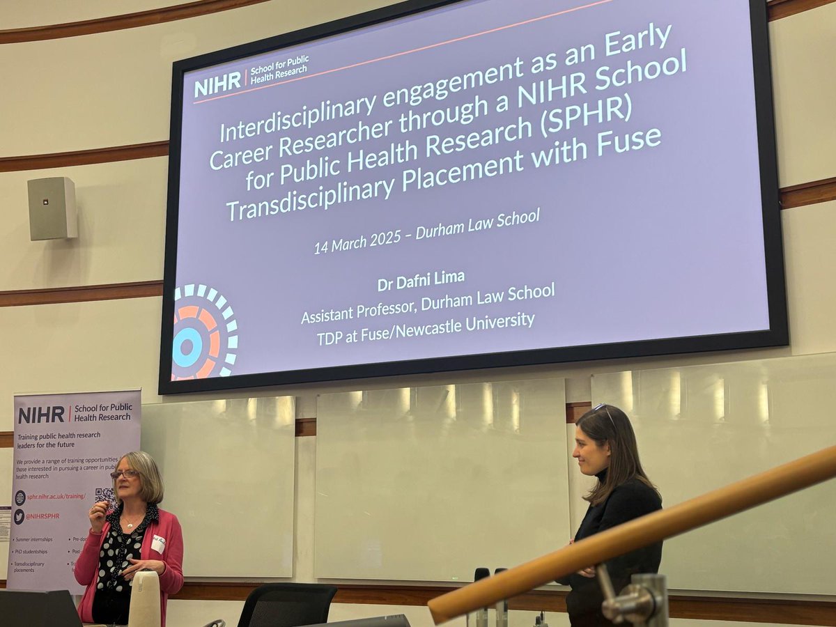 NIHRSPHR's tweet photo. Great to see #SPHRTrainee @DafniCLima speaking at #FuseRE about her TDP placement linking legal regulation and public health https://t.co/ckaV1uar6k