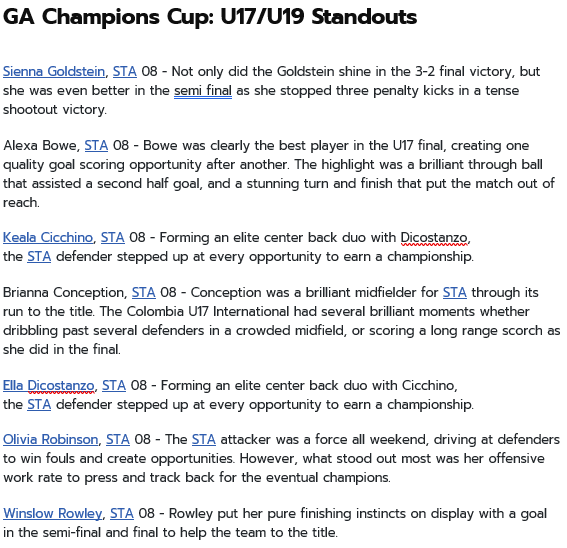 Sienna Goldstein (@sienna_gk) on Twitter photo Thank you <a href="/TopDrawerSoccer/">TopDrawerSoccer</a> for including me and my <a href="/STA_Soccer/">STA Soccer</a> teammates on your list of <a href="/GAcademyLeague/">Girls Academy</a> Champions Cup Standouts! <a href="/EllaDicostanzo/">Ella Dicostanzo</a> <a href="/winslowrowley/">Winslow Rowley (2027)</a> <a href="/brii_concepcion/">Brianna Concepcion</a> #KealaCicchino #AlexaBowe #OliviaRobinson <a href="/kellysimsSTA/">Kelly Sims</a> <a href="/t0m_shields/">Tom Shields</a> Thank you <a href="/TopDrawerSoccer/">TopDrawerSoccer</a> for including me and my <a href="/STA_Soccer/">STA Soccer</a> teammates on your list of <a href="/GAcademyLeague/">Girls Academy</a> Champions Cup Standouts! <a href="/EllaDicostanzo/">Ella Dicostanzo</a> <a href="/winslowrowley/">Winslow Rowley (2027)</a> <a href="/brii_concepcion/">Brianna Concepcion</a> #KealaCicchino #AlexaBowe #OliviaRobinson <a href="/kellysimsSTA/">Kelly Sims</a> <a href="/t0m_shields/">Tom Shields</a>