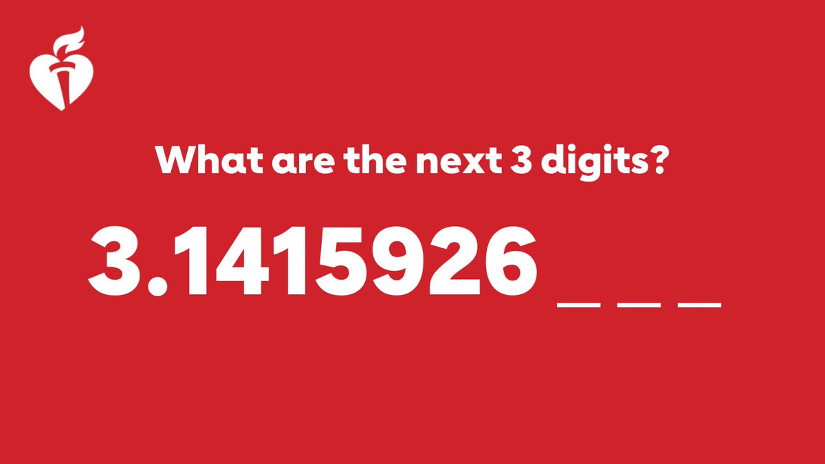AmericanHeartWA's tweet image. Do you know the next three digits? #piday 

#math #braingame #WAHasHeart