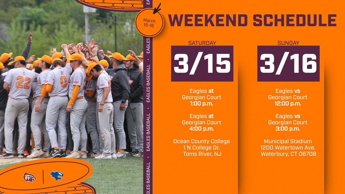 Conference play starts this weekend with 4 games vs Georgian Court. Please join us on Sunday 3/16 for our home opener at Municipal Stadium. First pitch is scheduled for 12pm