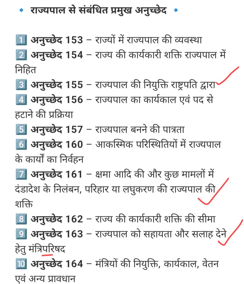 UPSCSCORE's tweet photo. राज्यपाल से जुड़े महत्वपूर्ण संवैधानिक अनुच्छेद https://t.co/yQqNCyWJYE