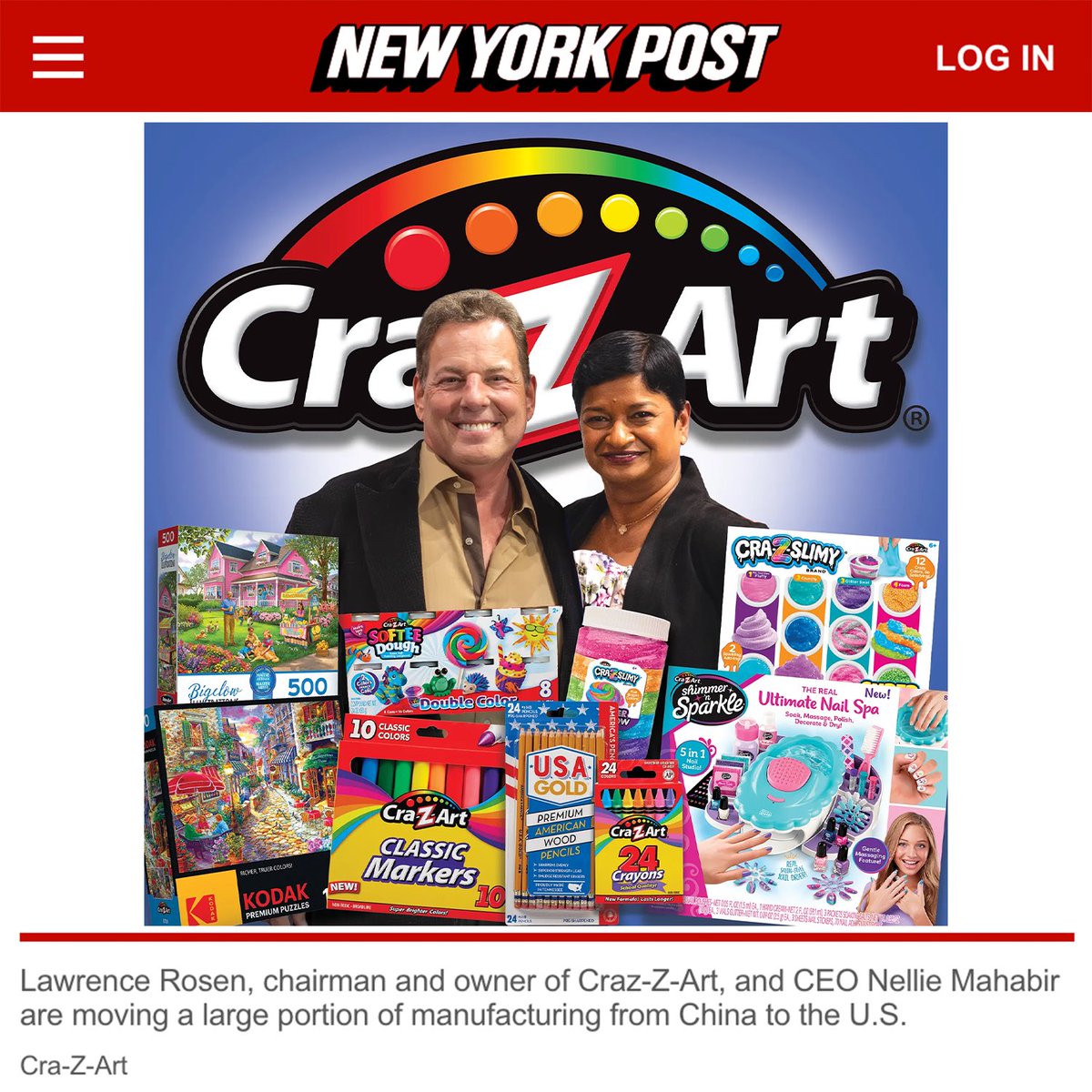 BIG NEWS! We’re expanding our domestic factory capabilities by 50% to meet growing demand and to support ‘Made in USA’ production—helping to combat tariffs, meet the growing demand from retailers, and lower prices for consumers!

nypost.com/2025/03/13/bus…

#Walmart #Target #Amazon