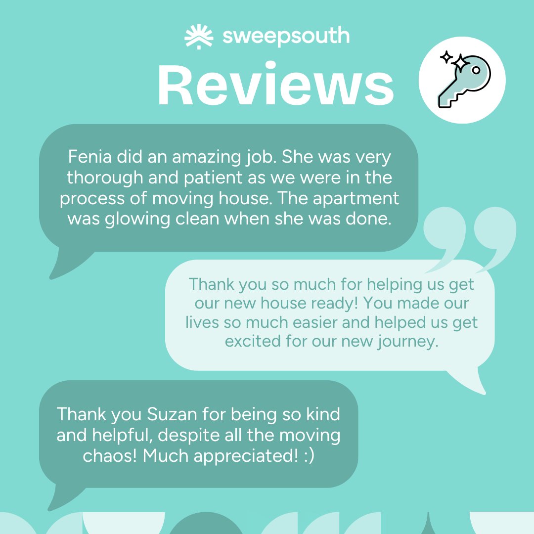 SweepSouthSA's tweet image. Wondering whether our moving cleaning service is worth it? 👀

Here’s what our customers have to say about it! 

Learn more 👉 bit.ly/4hD25wy

#Sweepsouth #moving #movingcleaning #cleaningservices #movein #moveout