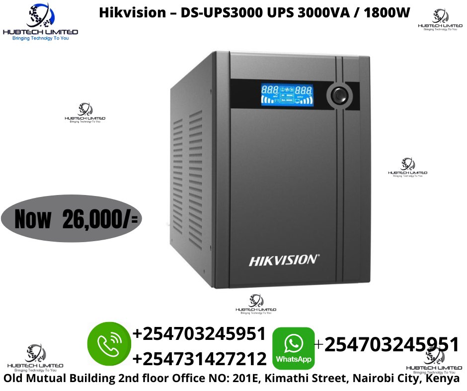 HubtechS's tweet photo. Hikvision – DS-UPS3000 UPS 3000VA 
https://t.co/g3yca6QH9R
For more Security, PBX, Networking Equipment &amp; much more check out our website https://t.co/Z8mSluDSe1 or Contact us on 0703245951 or sales@hubtech.co.ke
We are located at Old Mutual Building 2nd Floor RM 201E Nairobi https://t.co/Uyyt7OOU7P