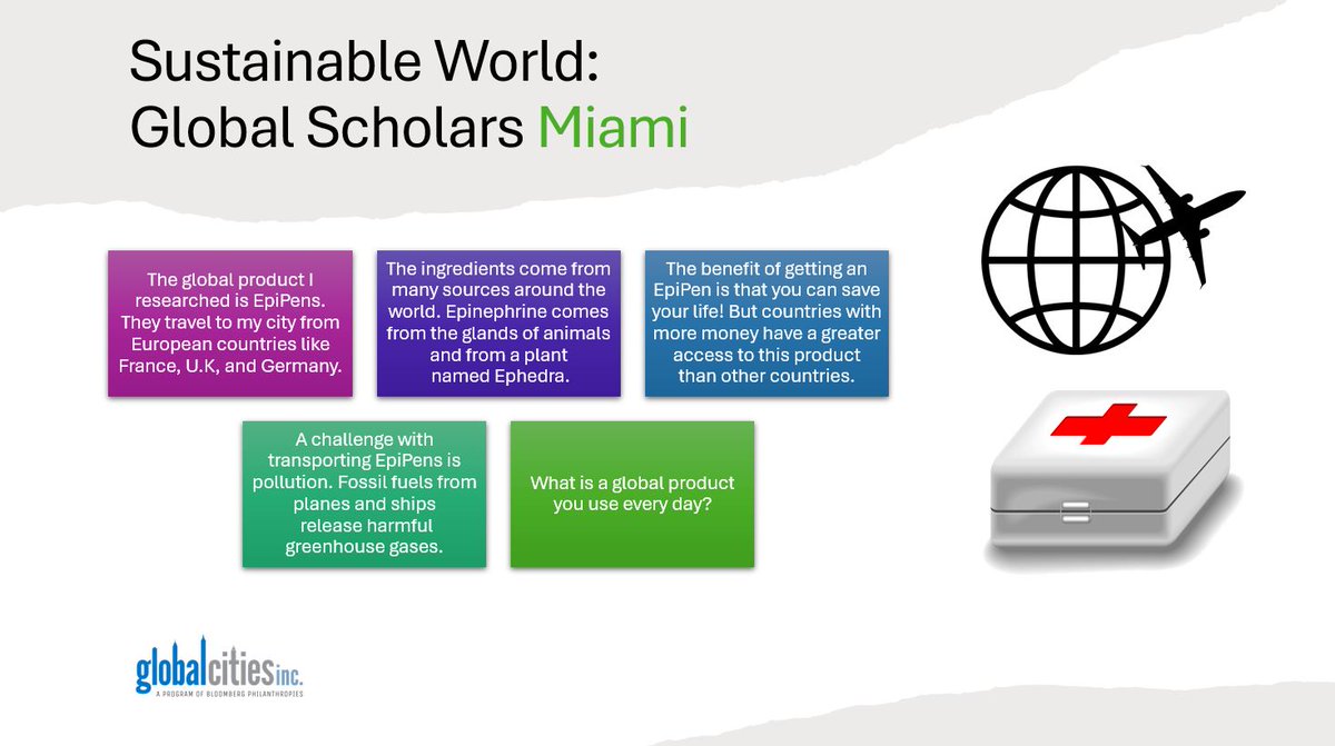 GlobalCitiesOrg's tweet image. What is a global product you use every day? How does it get to your city? As Global Scholars around the world explore this question, they are considering costs, benefits, and sometimes life-and-death emergencies.   #Miami #globalknowledge