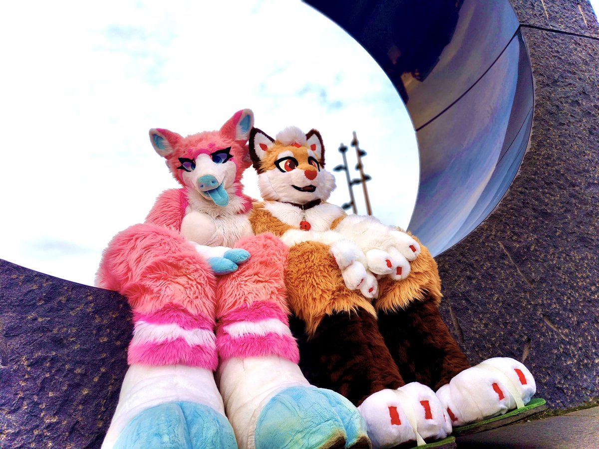 Girls in town.  finally i have things to post on fridays!!🦌🐈
  #FursuitFriday with <a href="/BUBIMILK/">✦ 𝔅 𝔲 𝔟 𝔦 / 𝔐 𝔦 𝔩 k ✦</a>