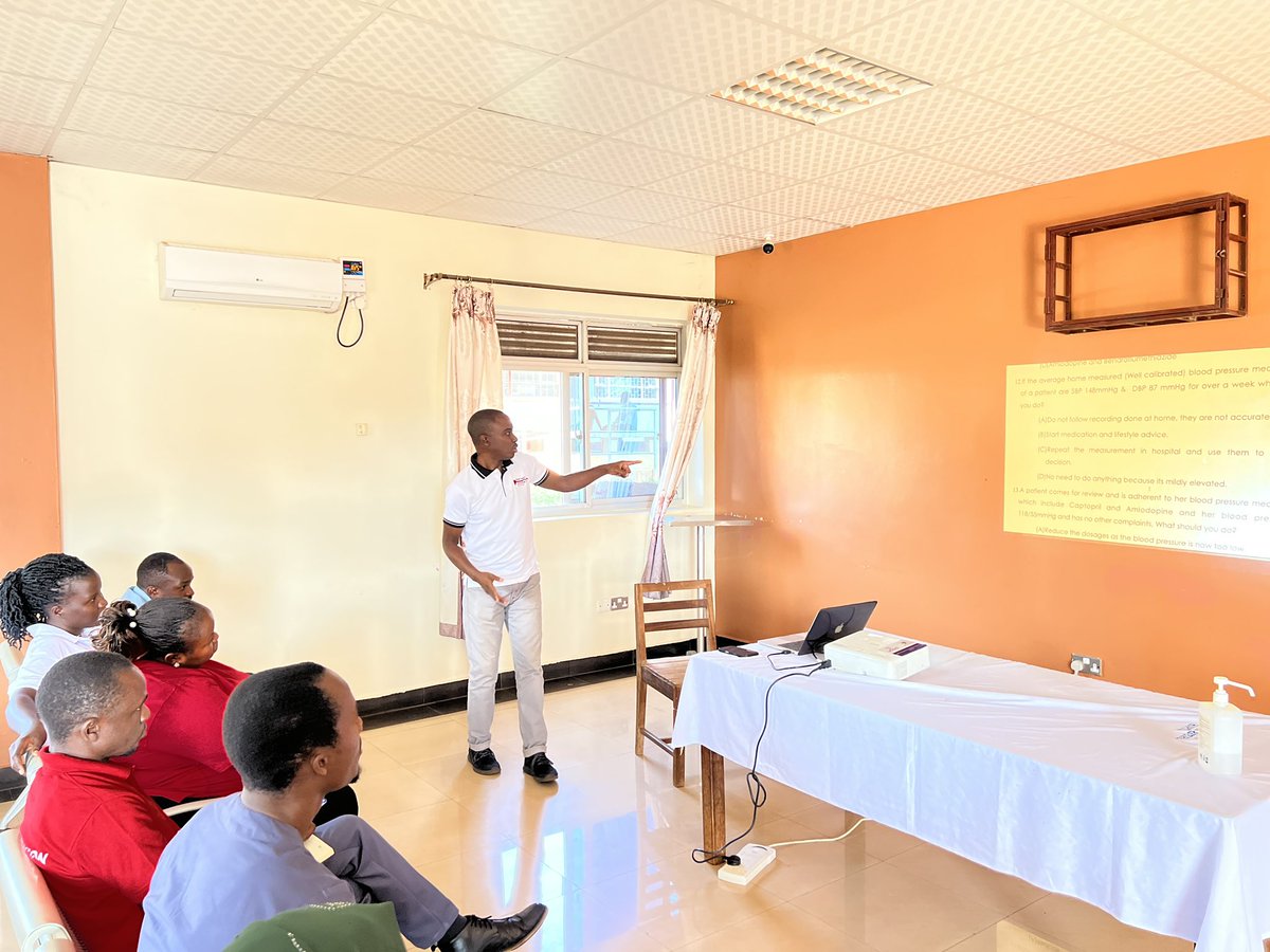 HeartUganda's tweet photo. @MinofHealthUG 1 in 4 adults globally suffer from hypertension, a leading cause of heart disease and stroke. 🩺 

Happening Now is a CME on Hypertension with our own Dr. Elijah Rutahaba at @JinjaRRH , raising awareness and promoting better hypertension management. 💪 #HypertensionAwareness https://t.co/9HqzMnjNjL