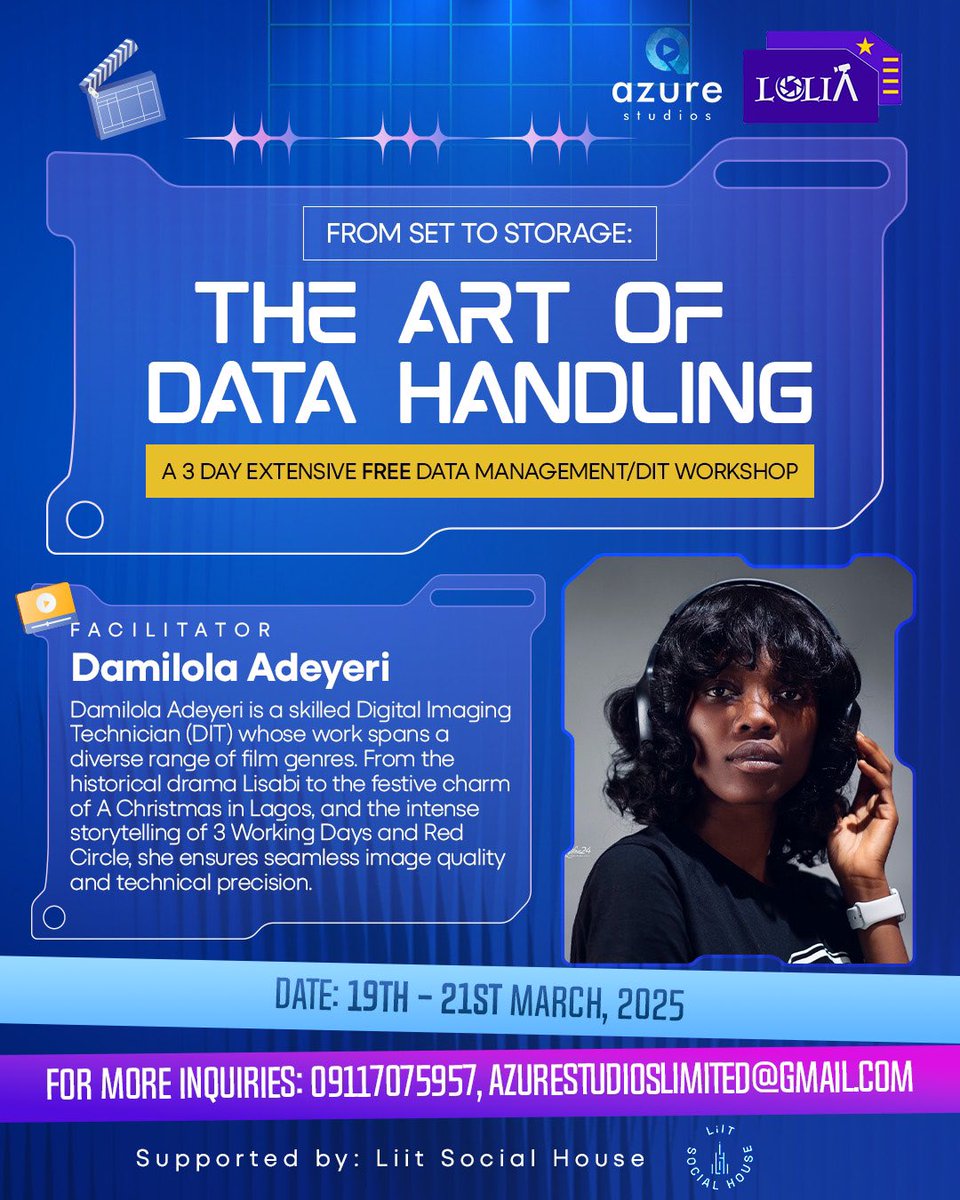 azure_studiosNG's tweet photo. In this workshop, you be learning workflow skills from the DIT of Christmas in Lagos, Red Circle ⭕️ and other amazing projects. Only the best for you. 

See you in class!💙💜 https://t.co/nGkmCFvIuL